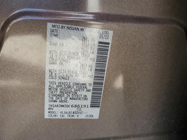 5N1AR2MN3DC686191 - 2013 NISSAN PATHFINDER S GRAY photo 13