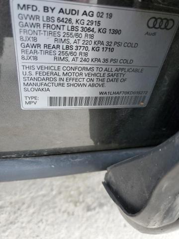 WA1LHAF70KD035272 - 2019 AUDI Q7 PREMIUM PLUS GRAY photo 13