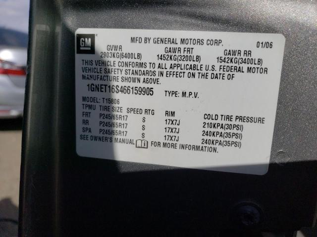 1GNET16S466159905 - 2006 CHEVROLET TRAILBLAZE EXT LS GRAY photo 13