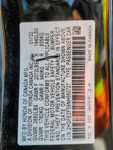 2HGFE2F59NH560727 - 2022 HONDA CIVIC SPORT 黑色 照片 13