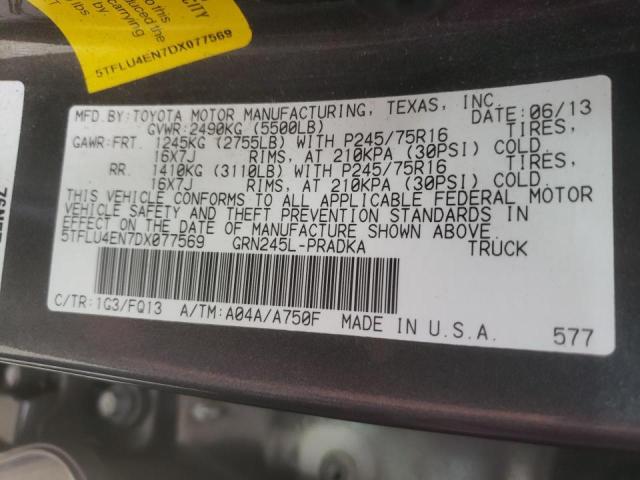 5TFLU4EN7DX077569 - 2013 TOYOTA TACOMA DOUBLE CAB 灰色 照片 12