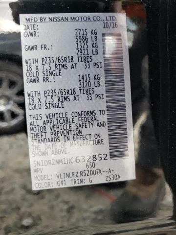 5N1DR2MM1HC632852 - 2017 NISSAN PATHFINDER S 黑色 照片 13