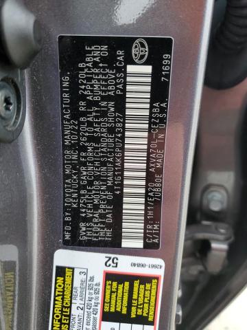 4T1G11AK6PU743827 - 2023 TOYOTA CAMRY SE NIGHT SHADE GRAY photo 12