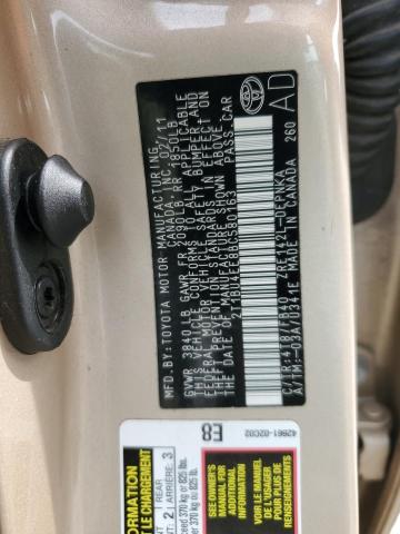 2T1BU4EE8BC580163 - 2011 TOYOTA COROLLA BASE BEIGE photo 12