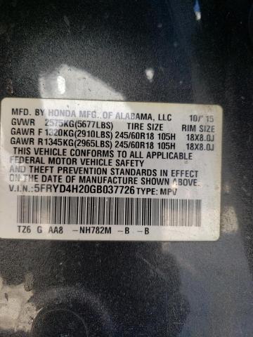 5FRYD4H20GB037726 - 2016 ACURA MDX GRAY photo 13