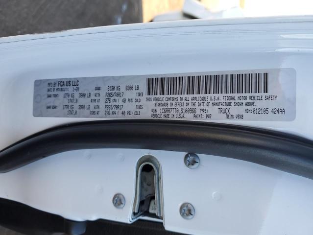 1C6RR7TT0LS100966 - 2020 RAM 1500 CLASS SLT თეთრი ფოტო 12