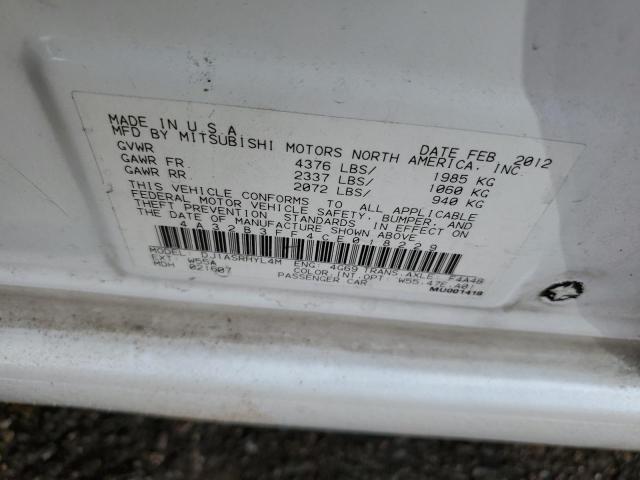 4A32B3FF4CE018229 - 2012 MITSUBISHI GALANT ES WHITE photo 13