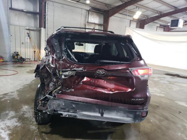 5TDJKRFH3GS297031 - 2016 TOYOTA HIGHLANDER XLE 勃艮第红 照片 6