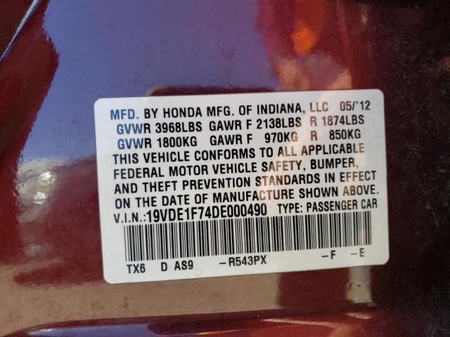 19VDE1F74DE000490 - 2013 ACURA ILX 20 TECH BURGUNDY photo 13