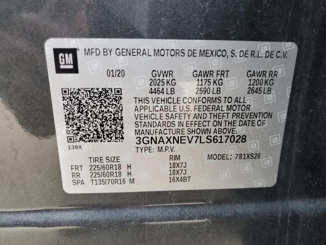 3GNAXNEV7LS617028 - 2020 CHEVROLET EQUINOX PREMIER GRAY photo 13