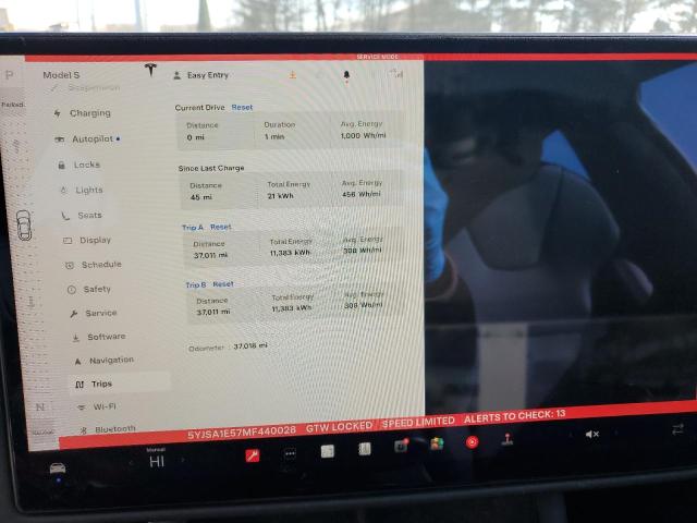 5YJSA1E57MF440028 - 2021 TESLA MODEL S შავი ფოტო 9