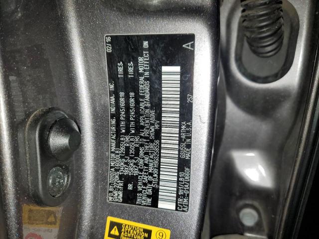 5TDJKRFH9GS258556 - 2016 TOYOTA HIGHLANDER XLE GRAY photo 12