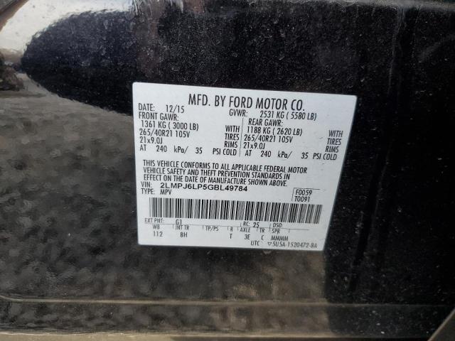 2LMPJ6LP5GBL49784 - 2016 LINCOLN MKX RESERVE Սև լուսանկար 13