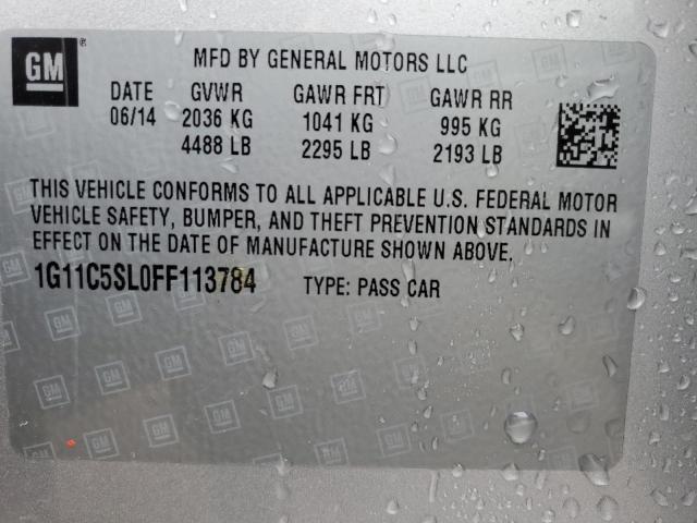 1G11C5SL0FF113784 - 2015 CHEVROLET MALIBU 1LT SILVER photo 12