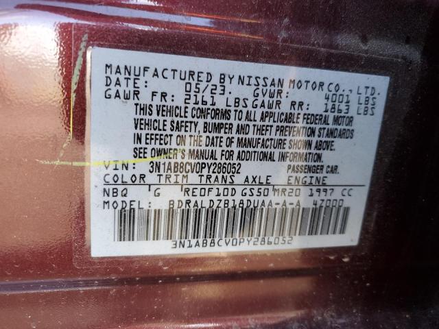 3N1AB8CV0PY286052 - 2023 NISSAN SENTRA SV BURGUNDY photo 13