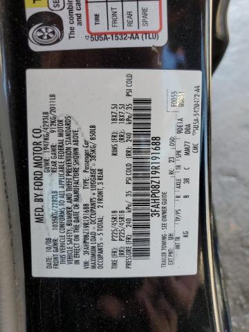 3FAHP08Z19R191688 - 2009 FORD FUSION SEL BLACK photo 13