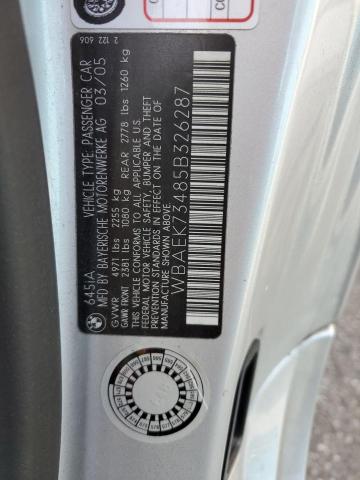 WBAEK73485B326287 - 2005 BMW 645 CI AUTOMATIC فضي صورة 12