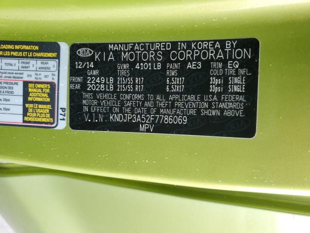 KNDJP3A52F7786069 - 2015 KIA SOUL + GREEN photo 14