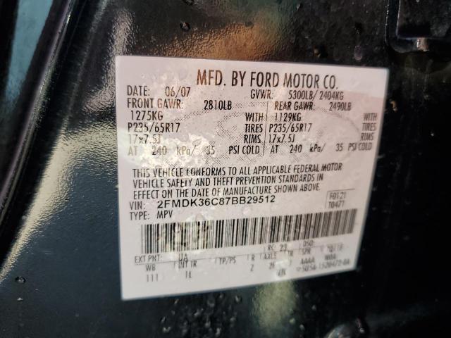 2FMDK36C87BB29512 - 2007 FORD EDGE SE BLACK photo 12