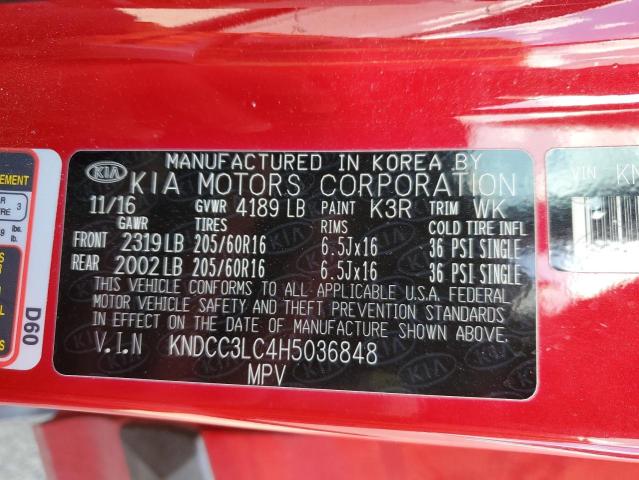 KNDCC3LC4H5036848 - 2017 KIA NIRO EX RED photo 13