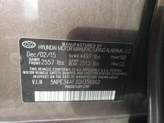 5NPE34AF3GH356902 - 2016 HYUNDAI SONATA SPORT GRAY photo 12