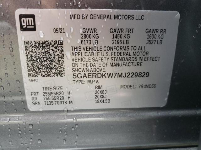5GAERDKW7MJ229829 - 2021 BUICK ENCLAVE AVENIR GRAY photo 14