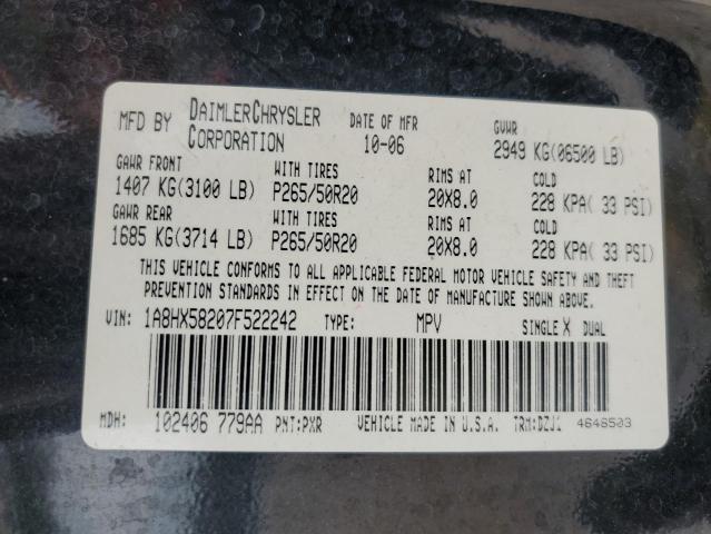 1A8HX58207F522242 - 2007 CHRYSLER ASPEN LIMITED BLACK photo 13