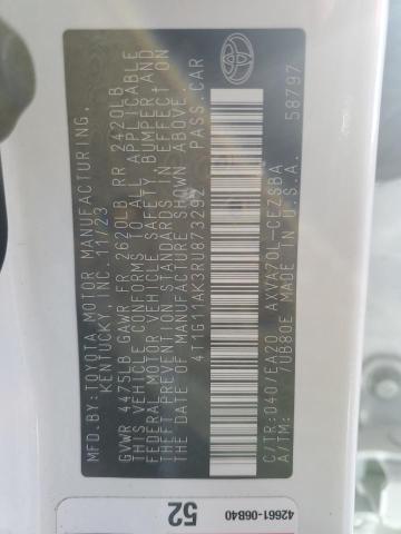 4T1G11AK3RU873292 - 2024 TOYOTA CAMRY SE NIGHT SHADE WHITE photo 12