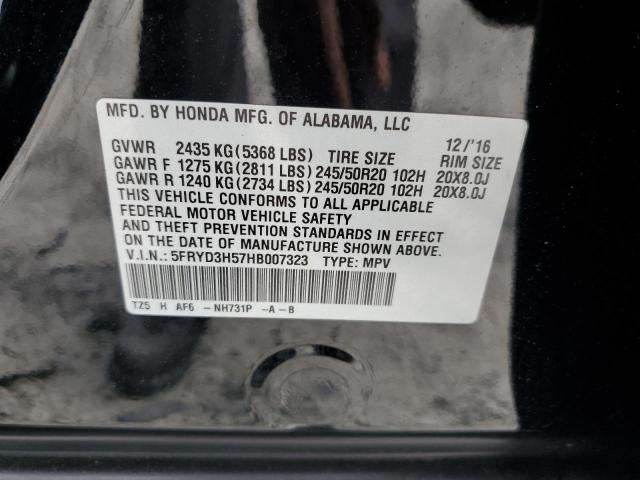 5FRYD3H57HB007323 - 2017 ACURA MDX TECHNOLOGY BLACK photo 13