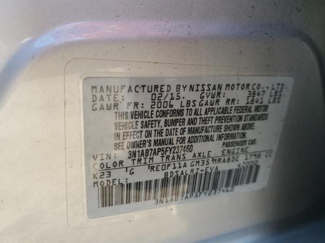 3N1AB7AP5FY237460 - 2015 NISSAN SENTRA S SILVER photo 12