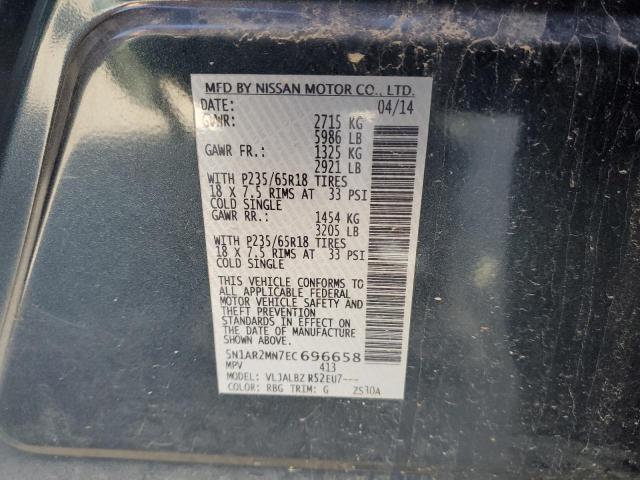 5N1AR2MN7EC696658 - 2014 NISSAN PATHFINDER S 蓝色 照片 14