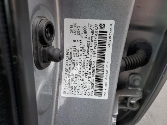 2HGFC2F84KH568651 - 2019 HONDA CIVIC SPORT SILVER photo 13