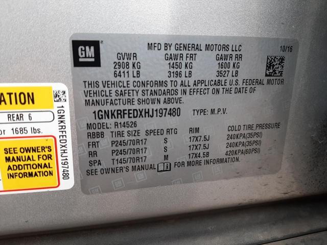 1GNKRFEDXHJ197480 - 2017 CHEVROLET TRAVERSE LS SILVER photo 13