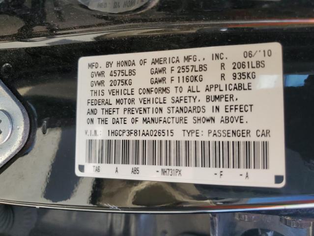 1HGCP3F81AA026515 - 2010 HONDA ACCORD EXL BLACK photo 12