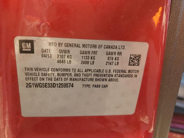 2G1WG5E33D1259574 - 2013 CHEVROLET IMPALA LT RED photo 12