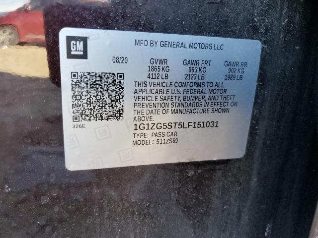 1G1ZG5ST5LF151031 - 2020 CHEVROLET MALIBU RS 勃艮第红 照片 12