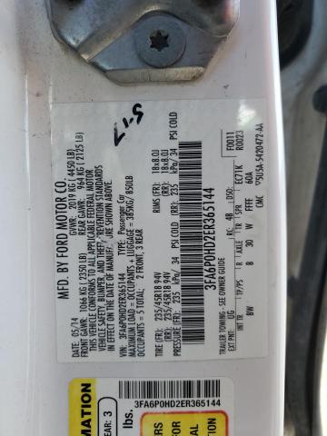 3FA6P0HD2ER365144 - 2014 FORD FUSION SE WHITE photo 14