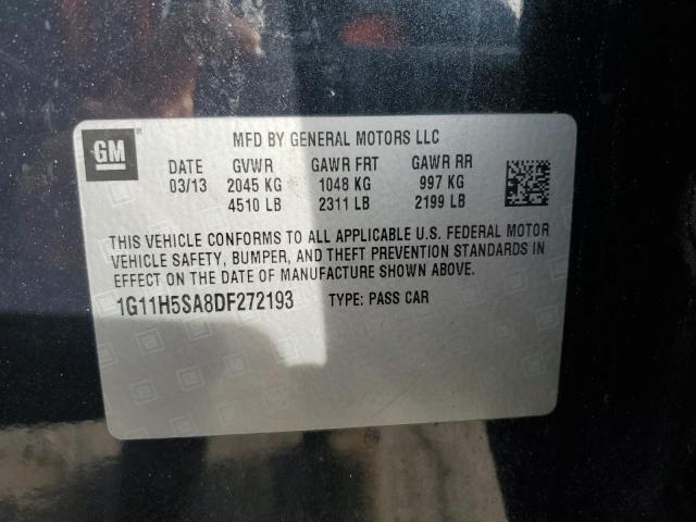 1G11H5SA8DF272193 - 2013 CHEVROLET MALIBU LTZ Қара фото 12