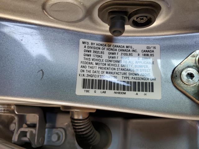 2HGFC1F33GH641191 - 2016 HONDA CIVIC EX GRAY photo 12