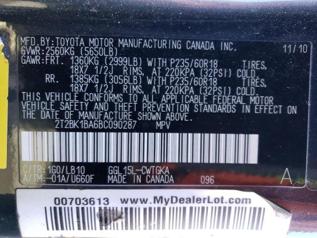 2T2BK1BA6BC090287 - 2011 LEXUS RX 350 GRAY photo 13