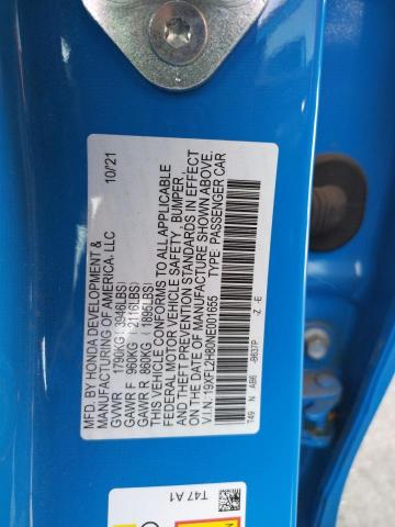 19XFL2H80NE001655 - 2022 HONDA CIVIC SPORT 蓝色 照片 13