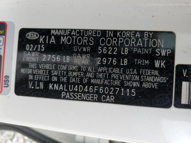 KNALU4D46F6027115 - 2015 KIA K900 WHITE photo 12