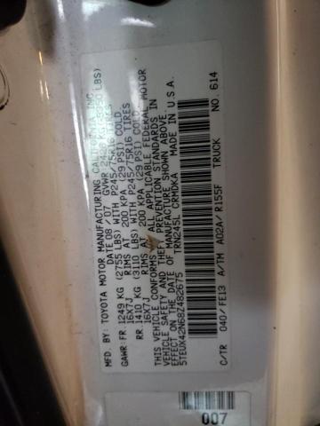 5TEUX42N68Z482675 - 2008 TOYOTA TACOMA ACCESS CAB Ақ фото 13