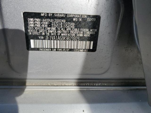 JF1VA1A68K9823923 - 2019 SUBARU WRX SILVER photo 13