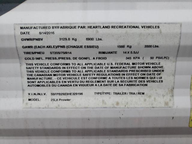 5SFPB2923HE329196 - 2017 HEART LAND PROWLER 双色 照片 10