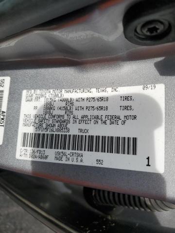 5TFUY5F16LX885338 - 2020 TOYOTA TUNDRA DOUBLE CAB SR/SR5 SILVER photo 12