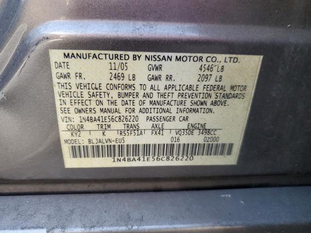 1N4BA41E56C826220 - 2006 NISSAN MAXIMA SE BEIGE photo 12