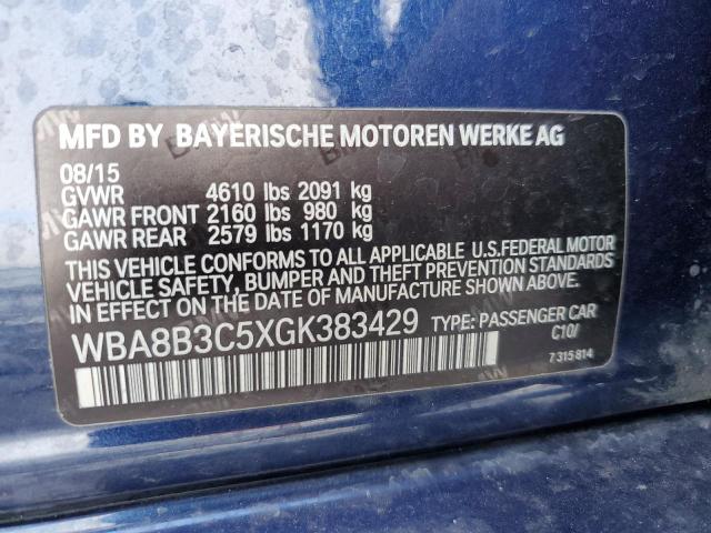 WBA8B3C5XGK383429 - 2016 BMW 340 I ლურჯი ფოტო 12