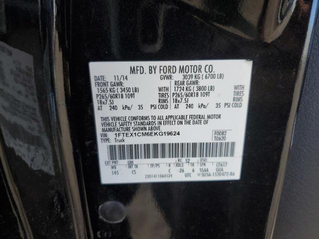 1FTEX1CM6EKG19624 - 2014 FORD F150 SUPER CAB BLACK photo 12