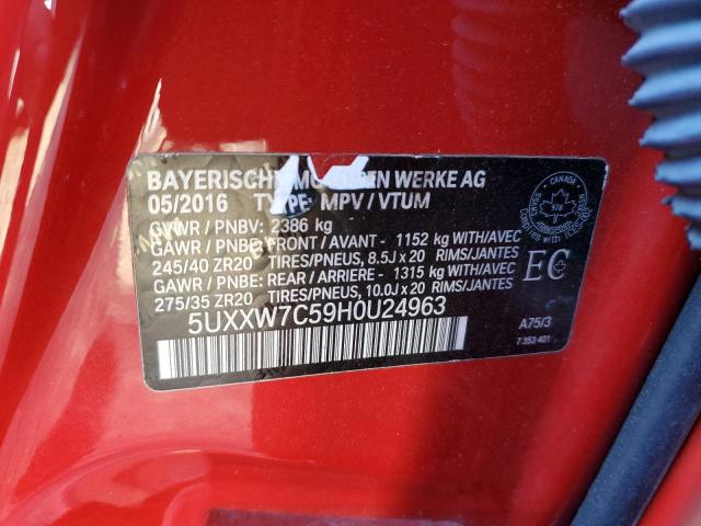 5UXXW7C59H0U24963 - 2017 BMW X4 XDRIVEM40I RED photo 13